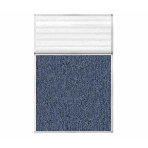 Hush Panel Configurable Cubicle Partition 4' x 6' W/ Window Ocean Fabric Clear Fluted Window